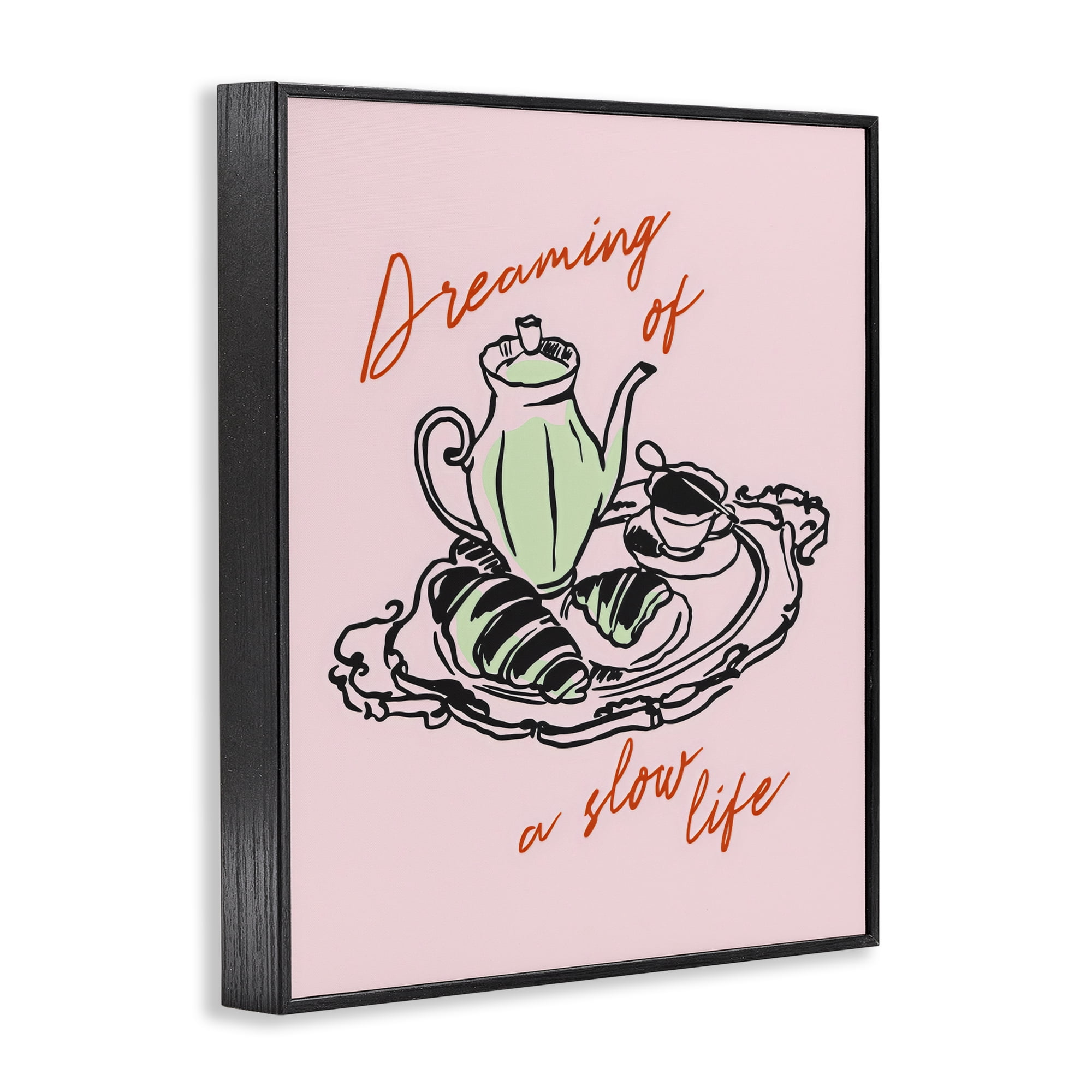 Stupell Industries Slow Life Tea Platter Black Framed Giclee Art, design by The Prints Vibe