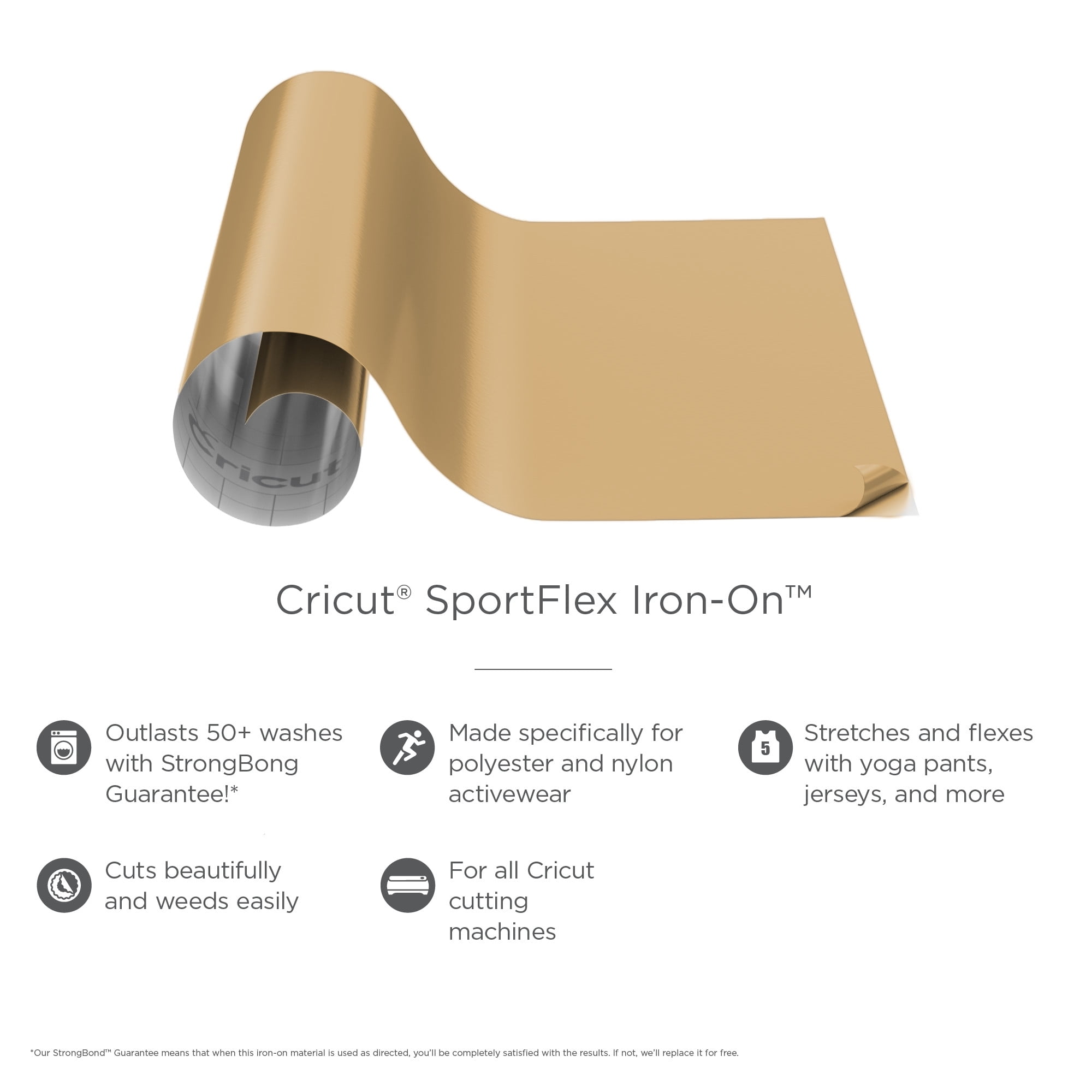 (3 pack) Cricut SportFlex Iron-On Vinyl, Gold, 11.8" x 24"