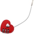 thumbnail image 1 of Mini candado de alambre de acero con código en forma de corazón rojo, estilo elegante para maletas., 1 of 4