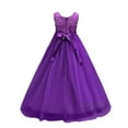 thumbnail image 2 of IBTOM CASTLE Little Big Girls Vintage Lace Junior Bridesmaid Dress Floor Length Dance Ball Pageant Maxi Gown for Party Wedding 5-6 Years Purple, 2 of 8