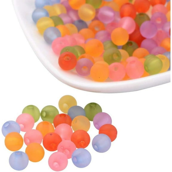 200Pcs 6mm Transparent Round Beads Frosted Acrylic Round Loose Spacer Beads Kits for DIY Craft Jewelry Making