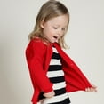 thumbnail image 6 of Girls Uniform Slim Fit Crewneck Cardigan Sweater Red 7, 6 of 8