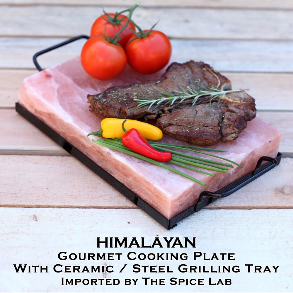 The Spice Lab Natural Pink Himalayan Salt Cooking Plate / Serving Plate for Cooking, Seasoning