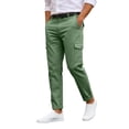 thumbnail image 6 of Tisuna Casual Pants For Mens Solid Color Zipper Button Straight Leg Trousers Breathable Fashion Male Work Street Pants Army Green Size L, 6 of 8