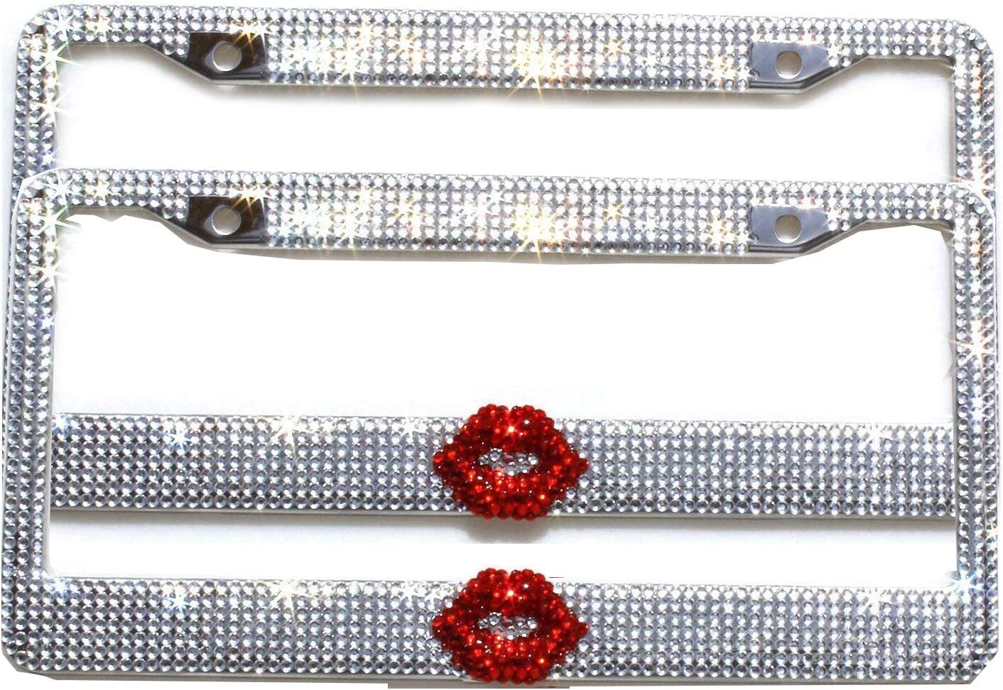 Diamond License Plate Frame, 2PCS Bling Rhinestone Car License Plate