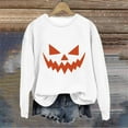 thumbnail image 2 of Makaor Sweatshirt Women Halloween Crew Neck Tops Fleece Long Sleeve Pullover Pumpkin Casual Fall Clothes White 2XL, 2 of 3
