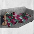 thumbnail image 6 of Floral Soft Flannel Fleece Blanket, Abstract Art Flower Polka Dotted Tulips on Geometric Background Illustration, Cozy Plush for Indoor and Outdoor Use, 50" x 60", Jade Green and Red, by Ambesonne, 6 of 6