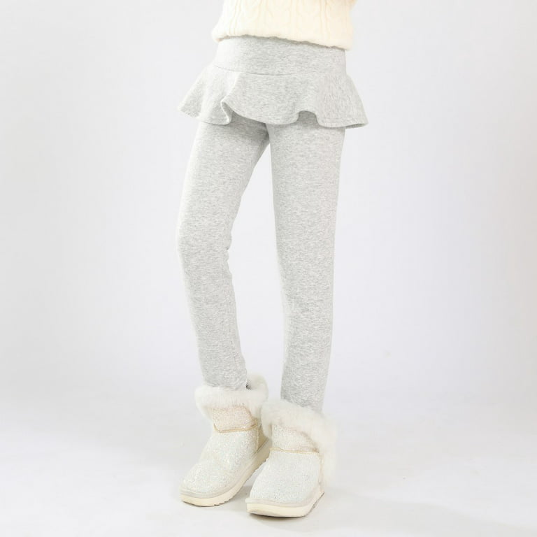SYNPOS Girls Winter Fleece Lined Leggings Toddler Kids Flare Skirt with  Pants 3-11 Years