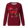 thumbnail image 4 of Gibobby Sudaderas Navideñas para Mujeres Sudadera de Navidad para mujer, divertido árbol de Navidad, camión, gráfico, cuello redondo, moda, ajuste holgado(Vino,CH), 4 of 5