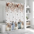 thumbnail image 6 of Navy Blue Pumpkin Fall Shower Curtain, Waterproof Shower Curtains for Bathroom, Thanksgiving Leaves Floral Pastoral Washable Fabric Bathtub Curtain Set Bath Decor with 12 Hooks Extra Long 72"x96", 6 of 8