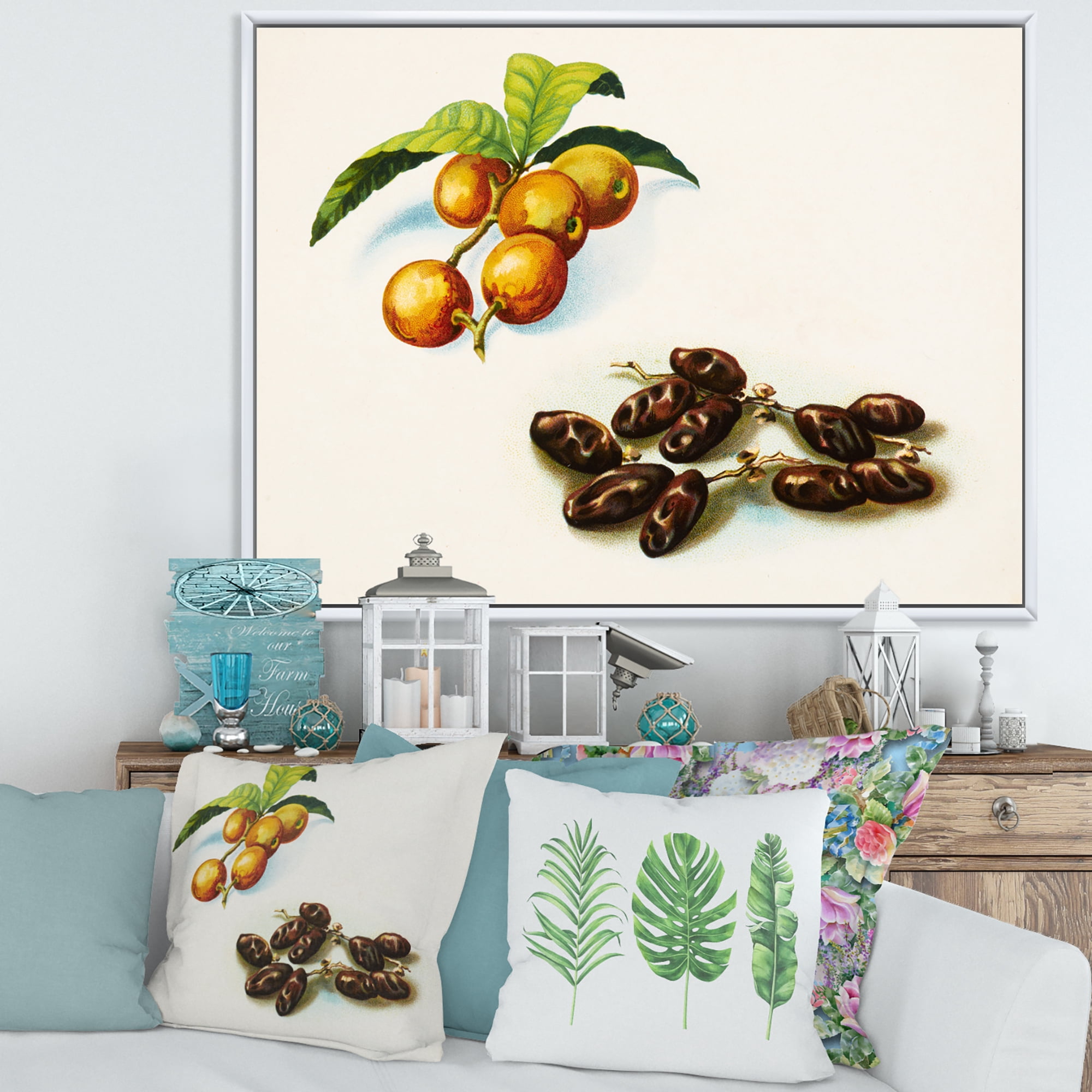 Designart 'Ancient Fruits IV' Farmhouse Framed Canvas Wall Art Print