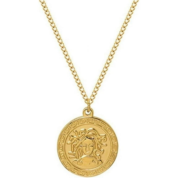 Medusa Gorgon 18K Gold Plated Necklace,Greek Symbol Amulet Medal Necklace