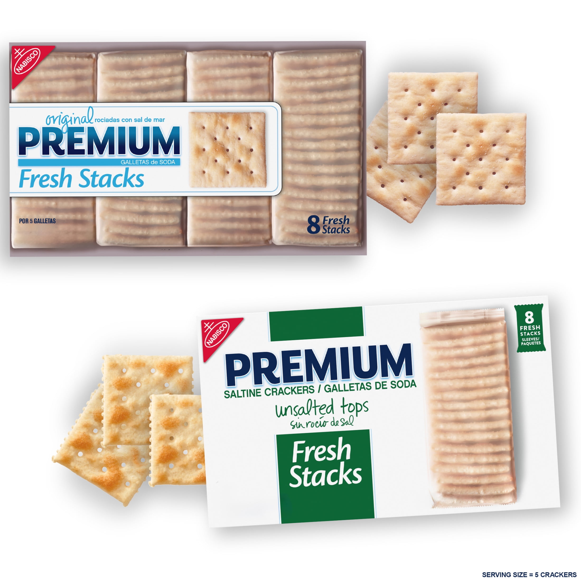 (3 pack) Premium Fresh Stacks Unsalted Tops Saltine Crackers, Travel Snacks, 14.2 oz (8 Multi Snack Packs)