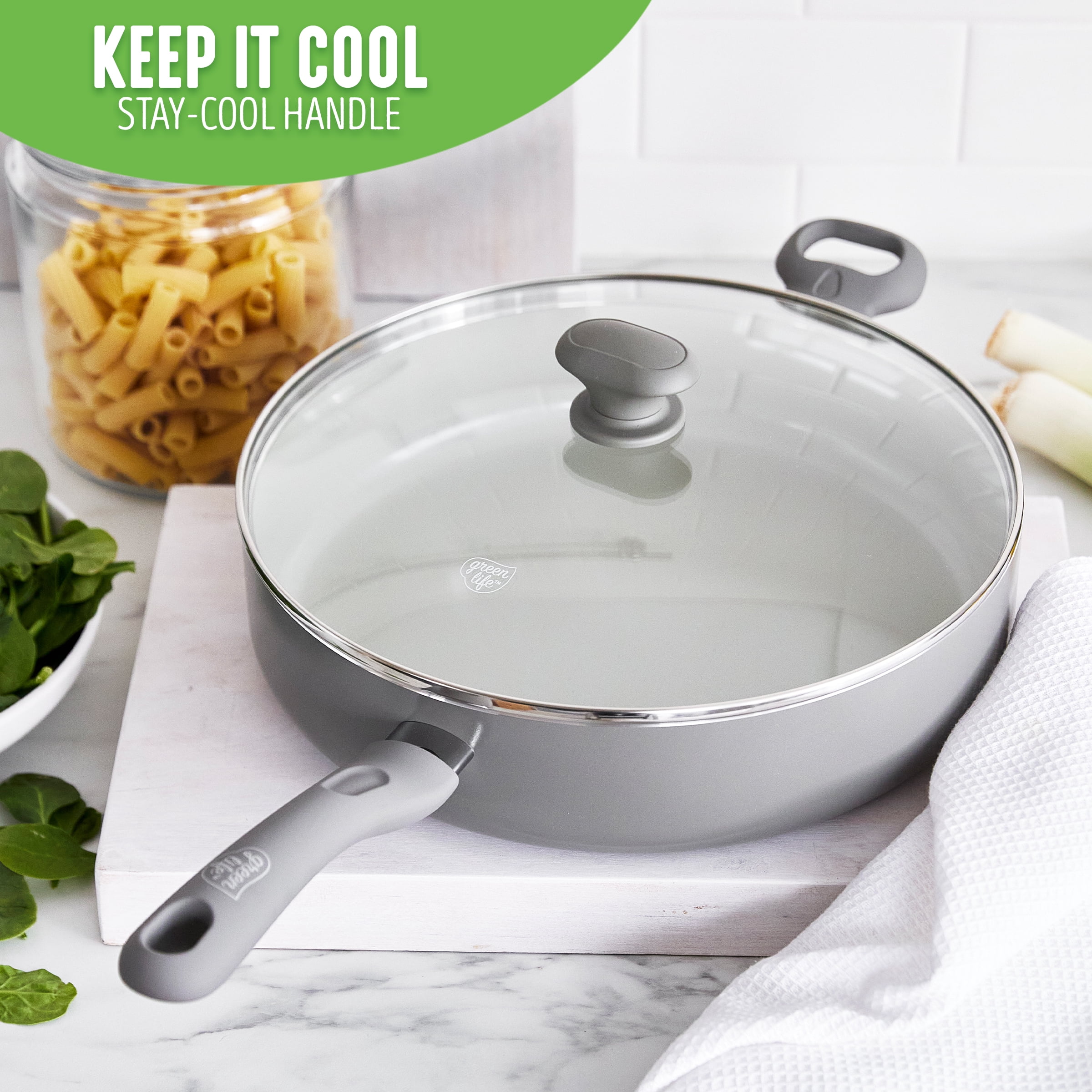 GreenLife Savory Ceramic Nonstick Gray 5 Quart Saute Pan
