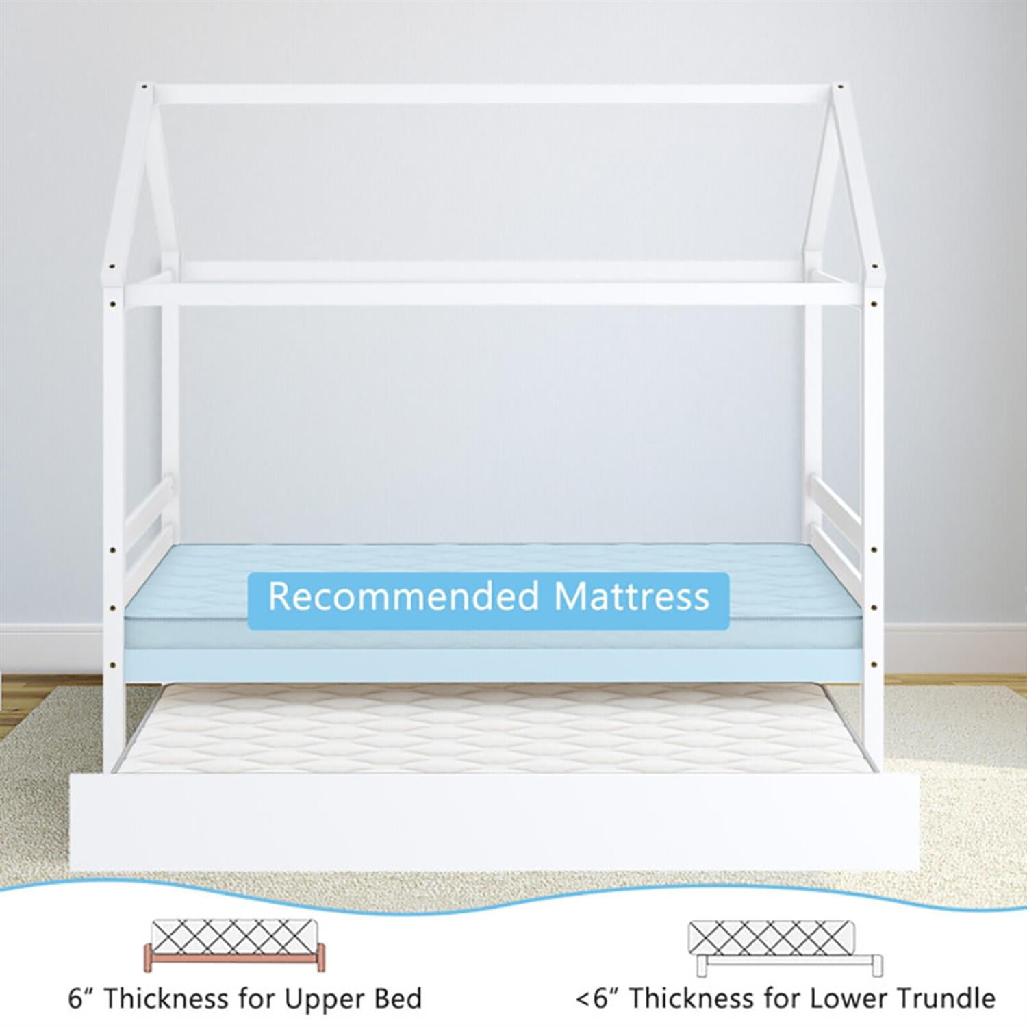 Demi Bonn Bed Frame with Roof for Bedroom, Modern House Bed Frames for Teens, White