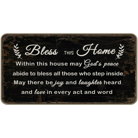 Bless This Home Religious Mats for Front Door Entry Front Porch Doormat Non-Slip Carpet Rugs Floor Mat Decorative for Home Bathroom Kitchen Indoor 16x24 Inch