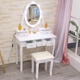 thumbnail image 1 of Ensemble de Coiffeuse avec Tabouret, 10 Lumières à Intensité Réglable, 5 Tiroirs, 1 of 2