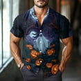 thumbnail image 6 of JGNGSHN Halloween Costumes for Men Short Sleeve Button Up Hawaiian Holiday Shirts Colorful Funny Pumpkins Skull Print Tees Thanksgiving Shirt, 6 of 8
