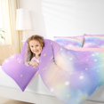 thumbnail image 5 of Manfei Dreamy Rainbow Twin Bedding, Glitter Galaxy Stars Bedding Comforter Set, Pastel, Pink Reversible, 7 Pieces, 5 of 6