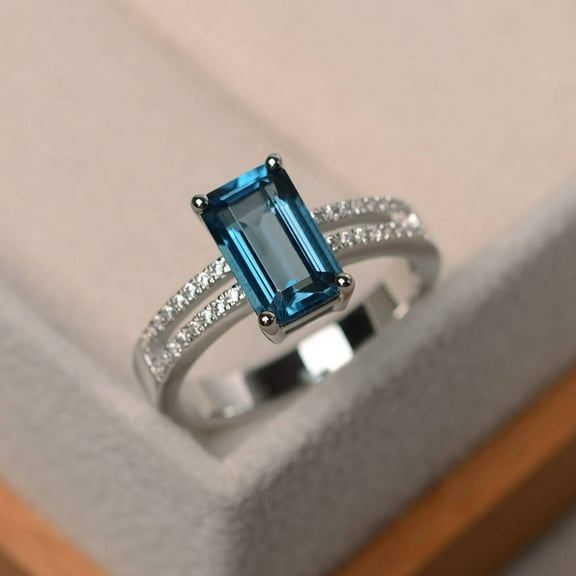 Genuine London blue topaz rings, promise rings, silver rings