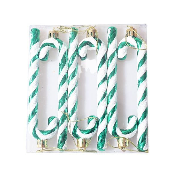 Wosthever Bastón de plástico, adorno para árbol de Navidad, decoración, novedad, conjunto de bastón de plástico, decoración navideña, Kits de decoración para fiestas verde