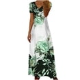 thumbnail image 2 of EGNMCR Robes de Vacances pour Femmes Robe Décontractée à Manches Courtes Imprimée Col en V Printemps et Été, 2 of 5