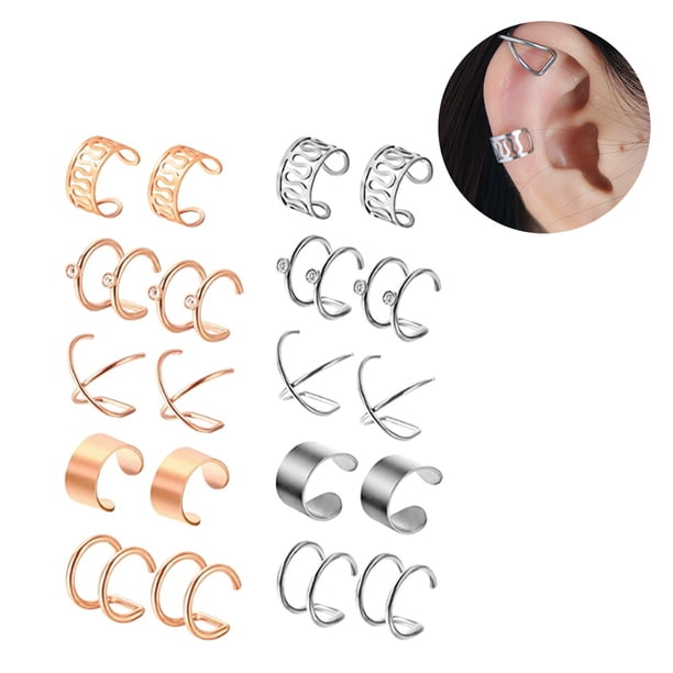 Sonducket 10 pares de clips para los oídos, juegos de gotas para los oídos de acero inoxidable, clips de cartílago de aleación no perforantes unisex, Ropa, zapatos y accesorios Miscelánea No2