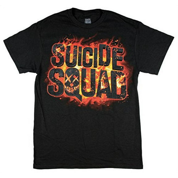 Suicide Squad Flaming Logo T-shirt (Small, Black)