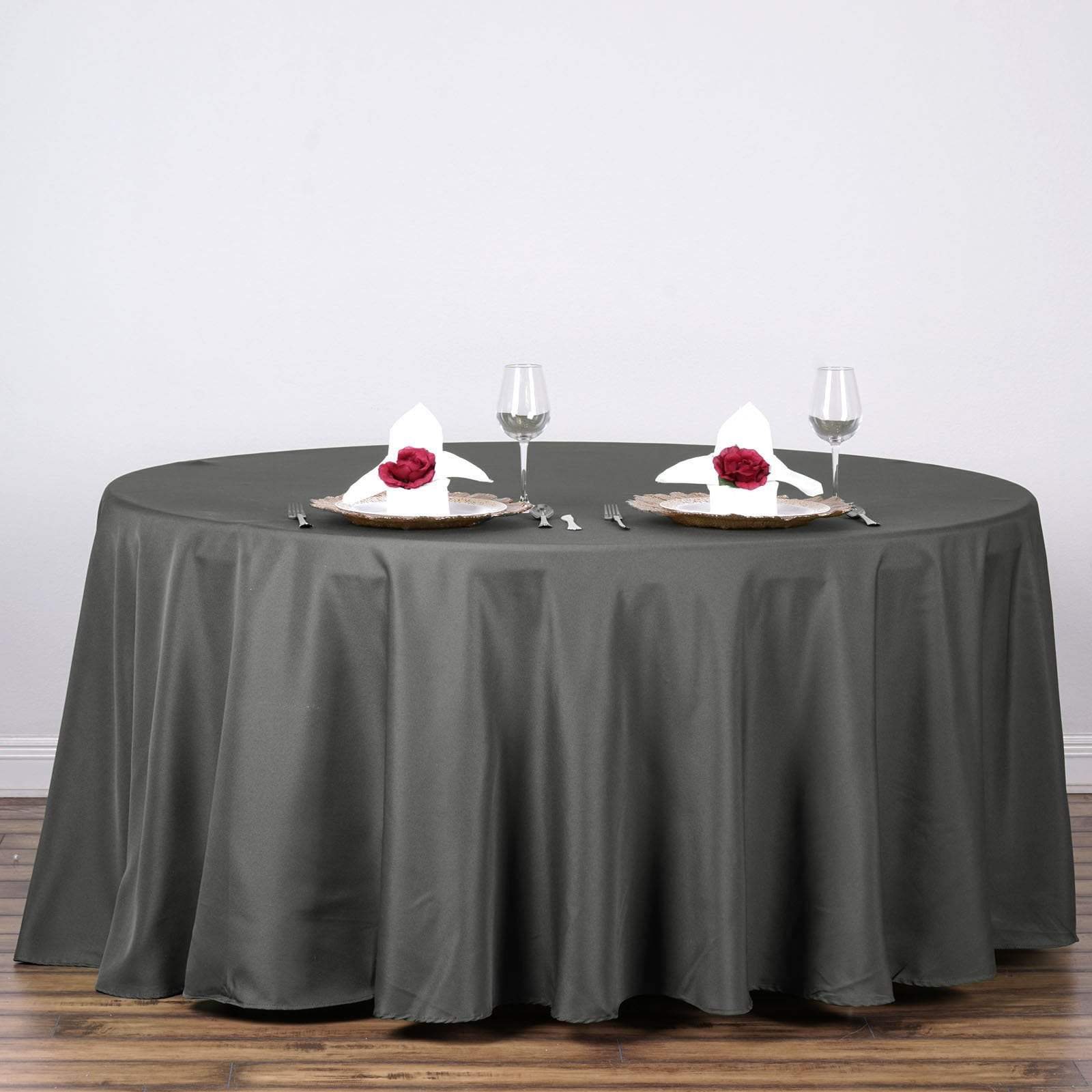 Efavormart 120 Whole Round, Grey Round Tablecloth