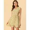 thumbnail image 2 of INSPIRE CHIC Robe Trapèze Décontractée Sans Manches à Col en V Imprimée Florale pour Femme Jaune TP, 2 of 6