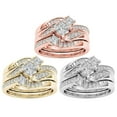 thumbnail image 2 of Anillos para mujer, regalos para mujer, 3 piezas, anillo de diamantes de imitación chapado en oro de 18 quilates con circonitas europeas engastadas, anillo de compromiso de tres anillos., 2 of 5