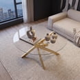 thumbnail image 5 of Giantex Glass Coffee Table, Round Clear Center Table, Modern Accent Cocktail Table for Home, Gold, 5 of 10