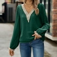 thumbnail image 6 of Ohufall Womens Tops, Women's Fashion Casual Spring Summer Long Sleeve V-Neck Blouses & Shirts Womens Fashion, 6 of 7
