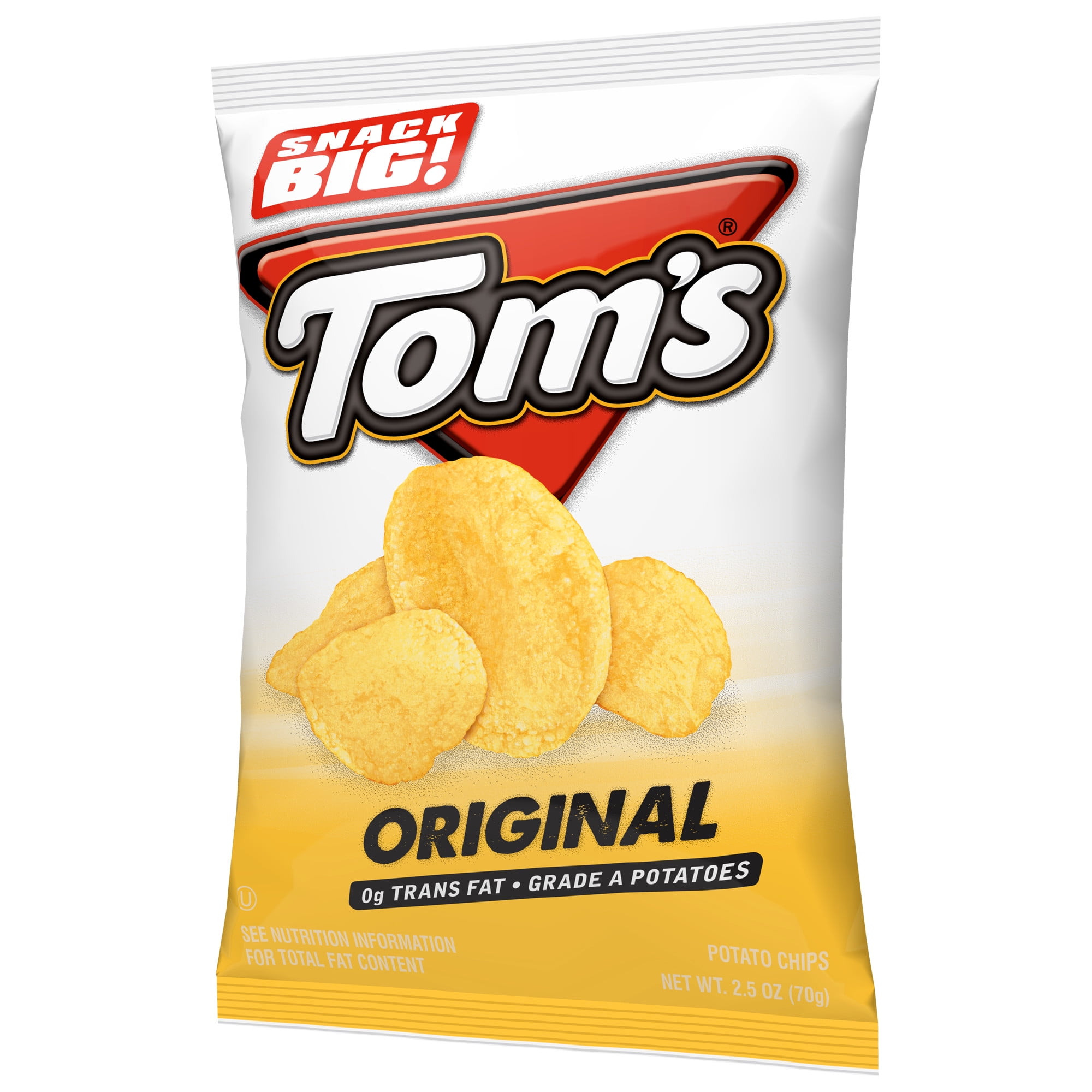Tom's Potato Chips, Plain, 2.5 oz Snack Bag
