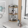thumbnail image 3 of Organizador de baño Dorhors de 3 niveles, esquina, rústico, marrón, 3 of 7