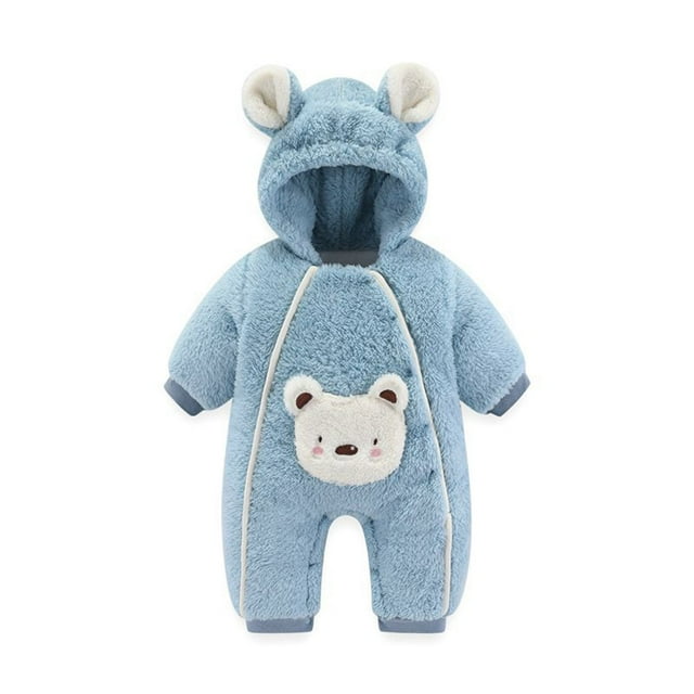LSLJS Barboteuse pour Bébé Fille Garçon Combinaison Pyjama Manches Longues à Capuche en Peluche Tenue Automne Hiver