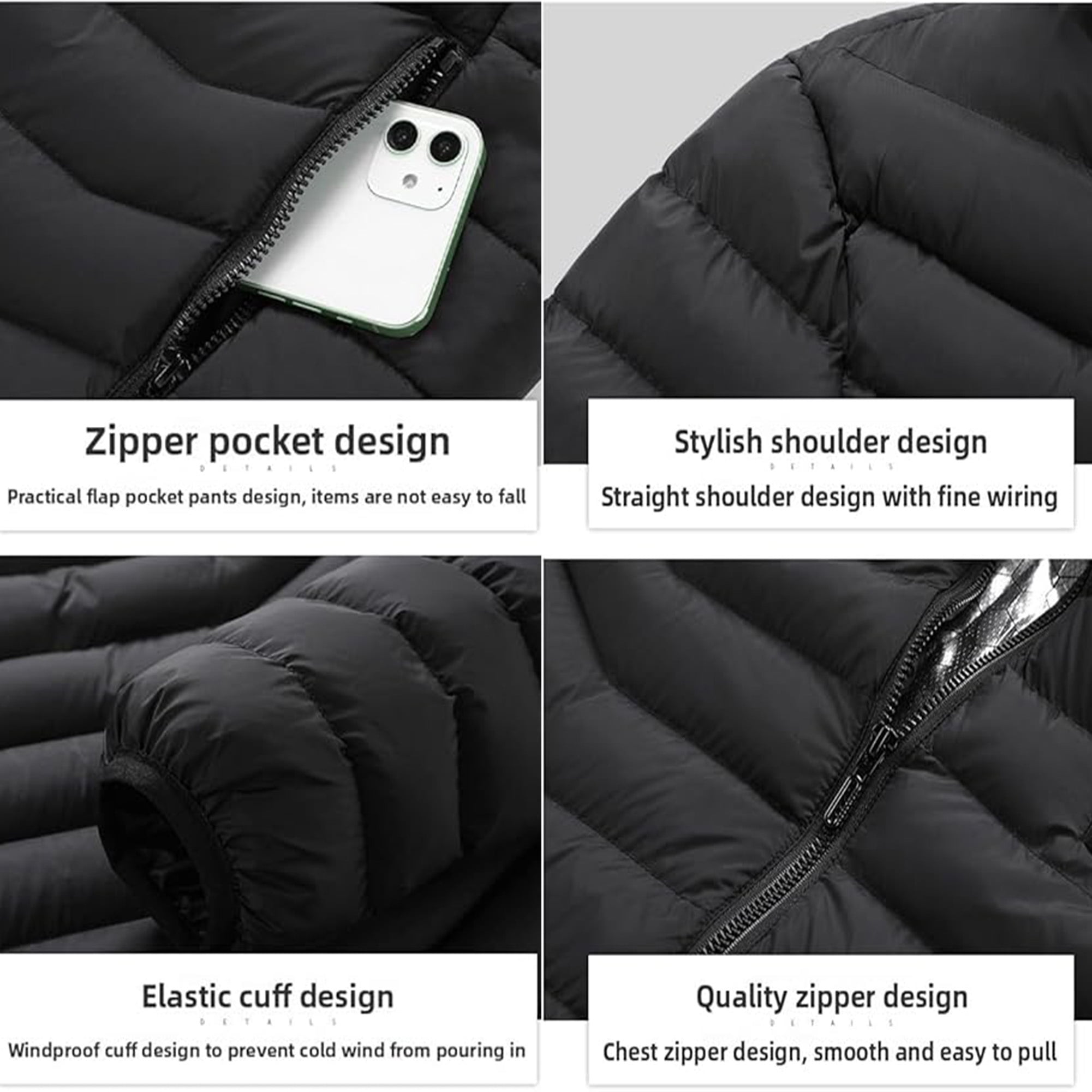 Unisex Heated Jacket with Battery Pack,Windproof Waterproof Heated Coat for Women Men with Detachable Hood,Heating Jacket for Hiking Skiing Camping Outdoor Winter Snow Wear