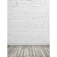 thumbnail image 2 of GreenDecor 5x7ft White Brick Wall Photography Backdrop Vintage Wood Floor Photo Background for Photographer Shoot Studio, 2 of 4