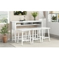 thumbnail image 3 of 4 PC Farmhouse Counter Height Dining Table Set with 3 Storage Space, 60" Dining Table & Saddle Stools, Console Kitchen Table Set with 3 Stools for Living Room Dining Room Kitchen Island, White, 3 of 9