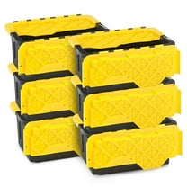Homz Durabilt 15 Gallon Tough Flip Lid Storage Container, Black/Yellow (6 Pack)