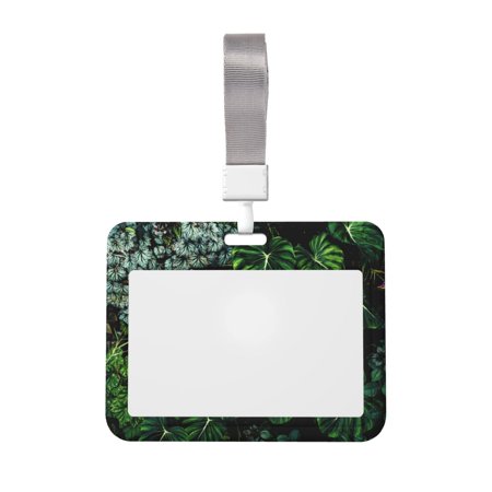 Junzan Lush Foliage Green Plant Id Badge Holder With Windows Key Card Work Badge Sleeve For Office, School, Factory, Id Credit Cards, Proximity Key Cards