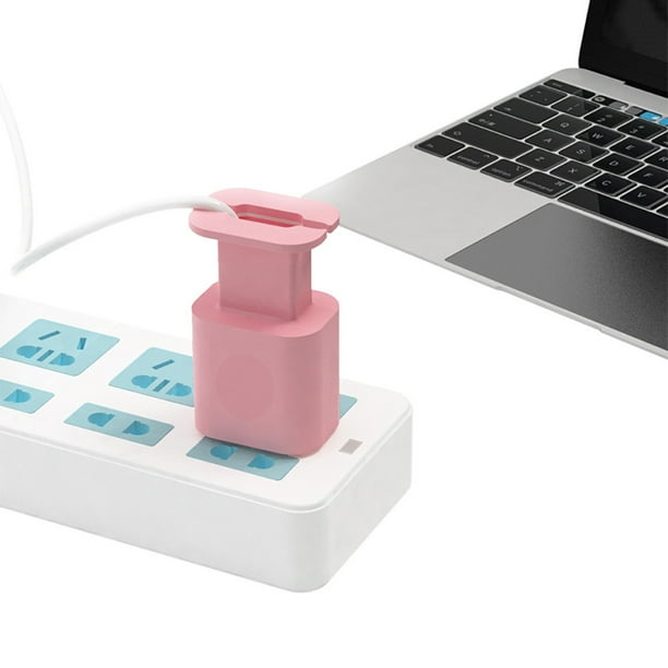 Funda protectora de cargador USB-C • Almacenamiento de cable de carga rápida de 20W/18W • Funda protectora de silicona con clip • Rosa, gris, negro, blanco