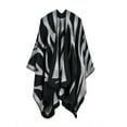 thumbnail image 2 of Women's Color Block Shawl Wrap Plus Size Cardigan Poncho Cape Open Front Long Winter Sweater Coat, 2 of 3