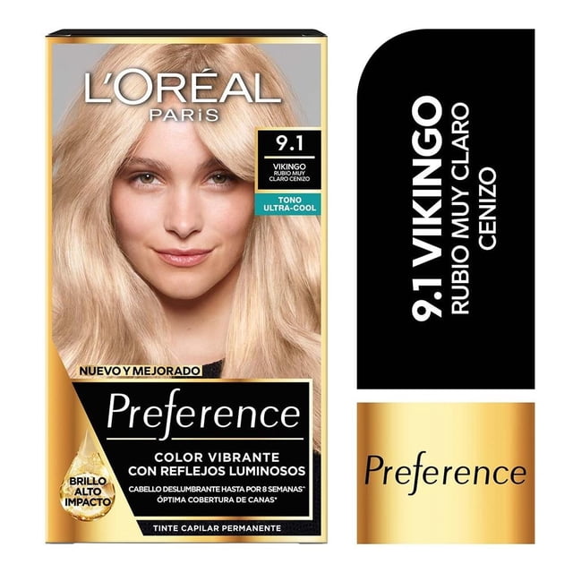 Tinte para cabello L'Oréal Preference 9.1 vikingo rubio muy claro cenizo