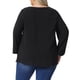 thumbnail image 3 of Blusas de gasa de manga larga para mujer de tallas grandes Agnes Orinda, cuello redondo, con puntos suizos, talla 3X, color negro, 3 of 6