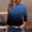 Dark Blue gradient 3/4 sleeve tee women a1, variant on Women's Gradient Print Round Neck T Shirt Top Casual Three Quarter Sleeve Loose Fit Ombre Tee Fashion Spring Fall Clothes, Sky Blue S