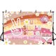 thumbnail image 3 of Fondo de un solo dígito para fiesta de feliz décimo cumpleaños, decoraciones bohemias con arcoíris, estilo disco, margaritas, flores, pastel de cumpleaños, pancarta de mesa, accesorios para fotomatón, 3 of 4