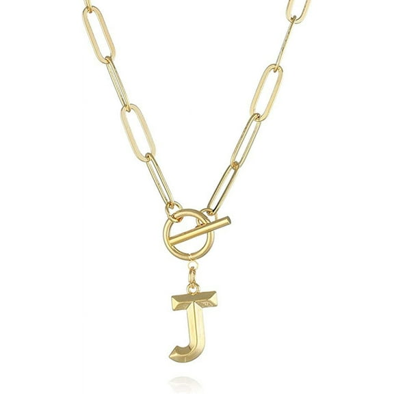 Toggle Clasp Capital A-Z Initial Necklace For Women Hiphop Gold Alphabet Pendant Necklaces Thick Chain Ot Buckle Necklace[o7996]