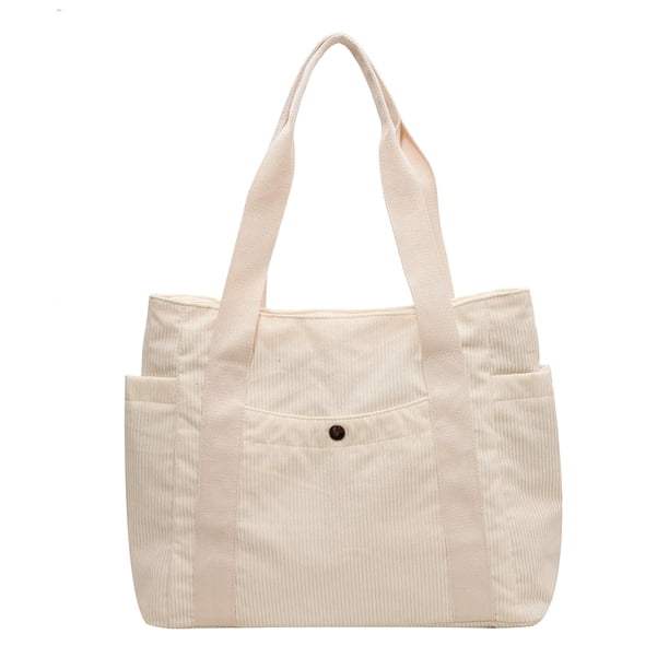 Bolso Mano Pana para Mujer Bolso Hombro Informal Bolso para Estudiantes (Beige)