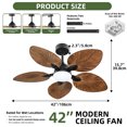 thumbnail image 6 of Uforic 42 Inch Tropical Palm Leaf Ceiling Fan with Lights and Remote/APP Control, Quiet DC Motor, 6-Speed, Dimmable, Adjustable Height, Reversible 5 Blades - Walnut, 6 of 9